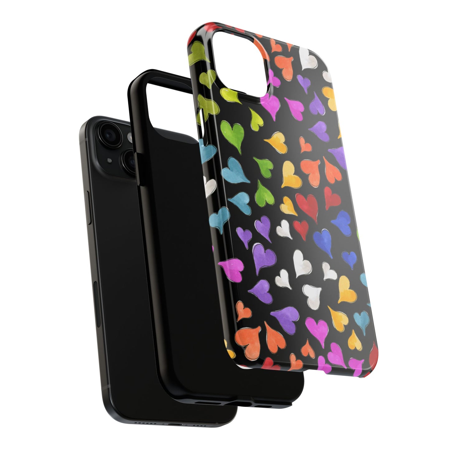 Happy Hearts Black Phone Case