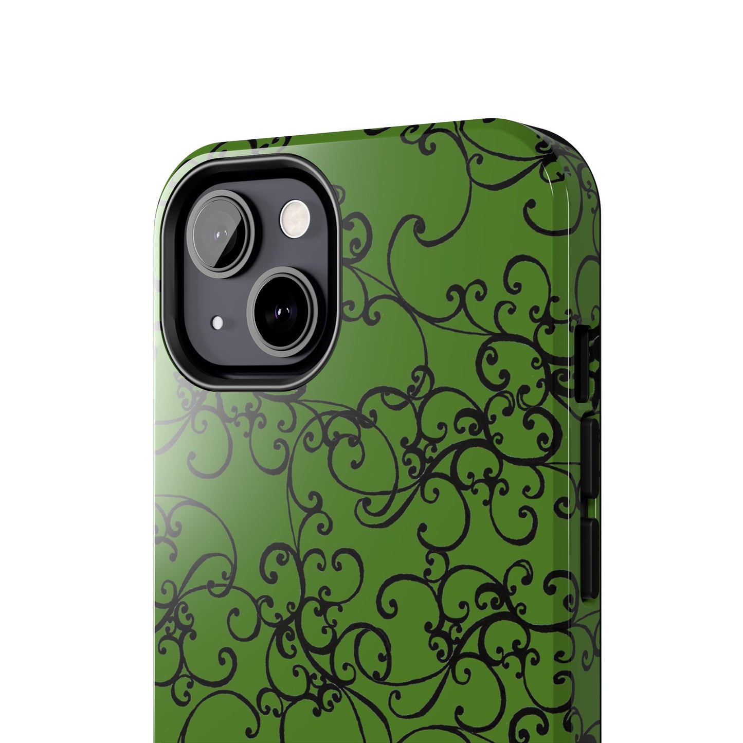 Elegant Scroll Green / Black Phone Case