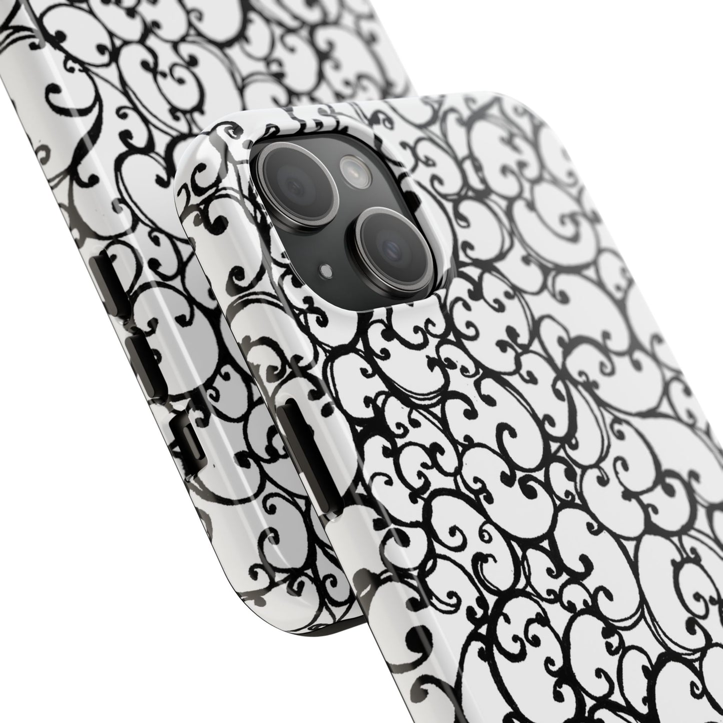 Scrollie White / Black Phone Case