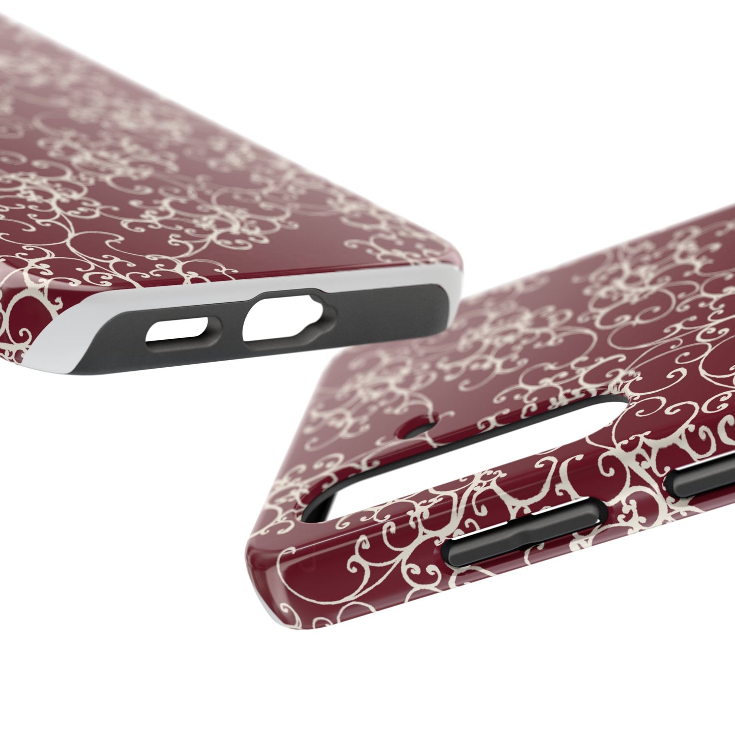Elegant Scroll Red / Ivory Phone Case