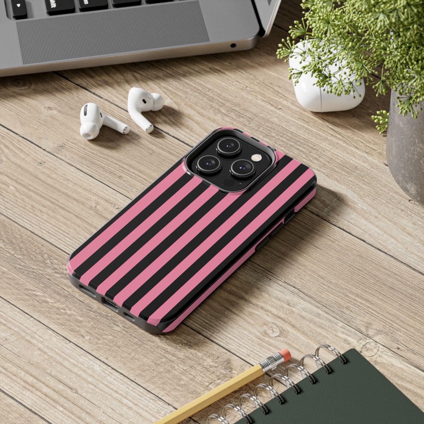 Vertical Stripe Pink / Black Phone Case