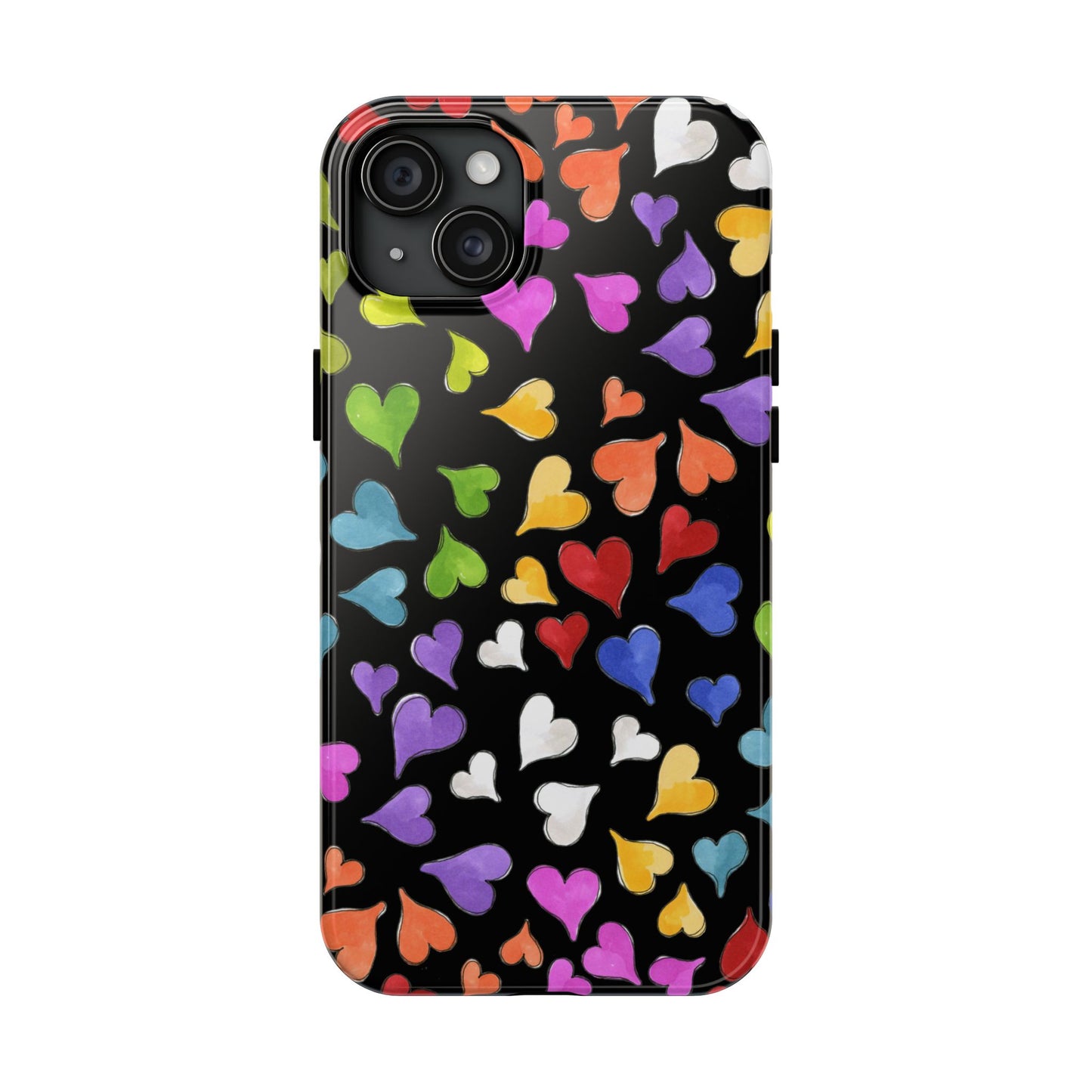 Happy Hearts Black Phone Case