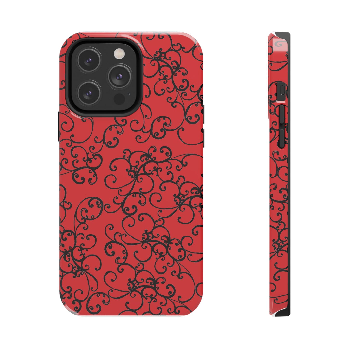 Elegant Scroll Red / Black Phone Case