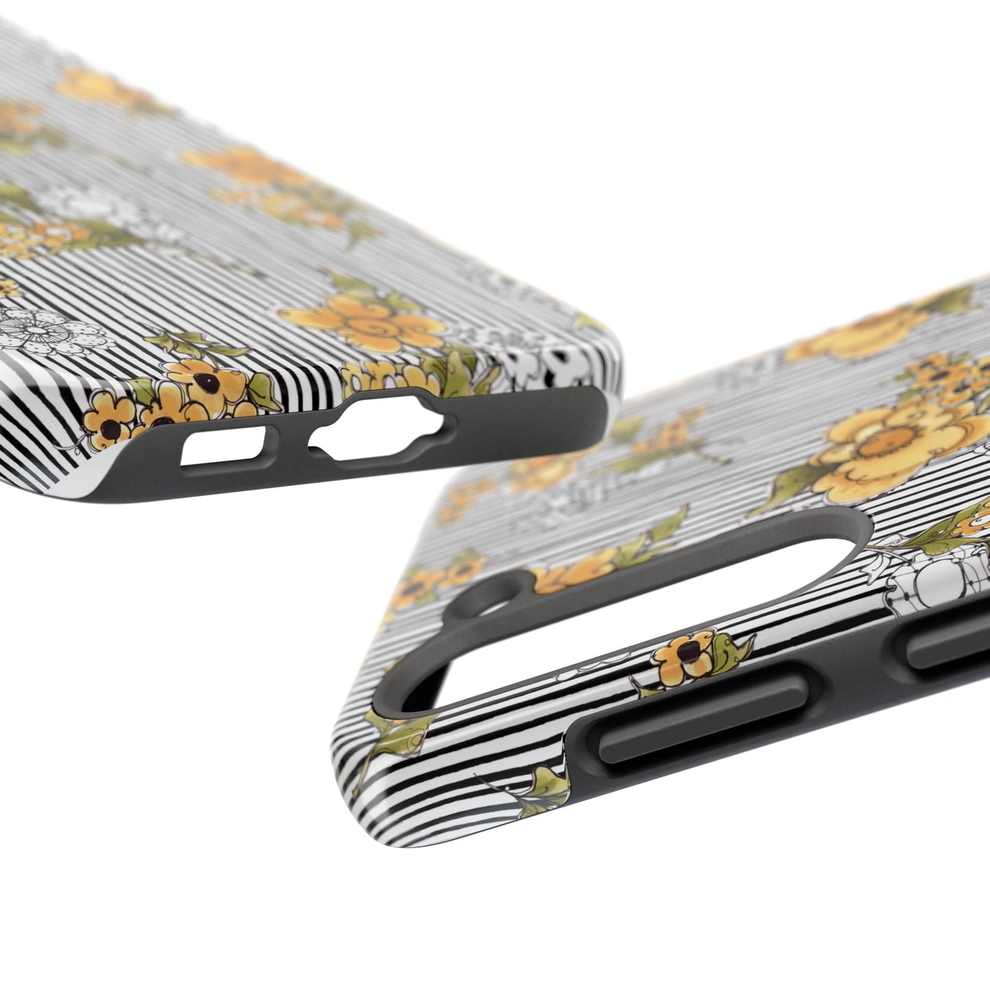 Bee Floral White / Black Phone Case