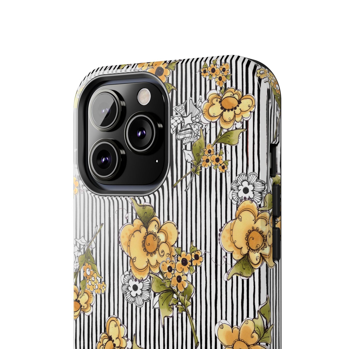 Bee Floral White / Black Phone Case
