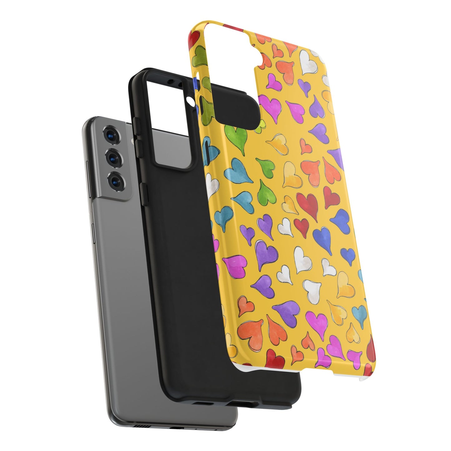 Happy Hearts Yellow Phone Case