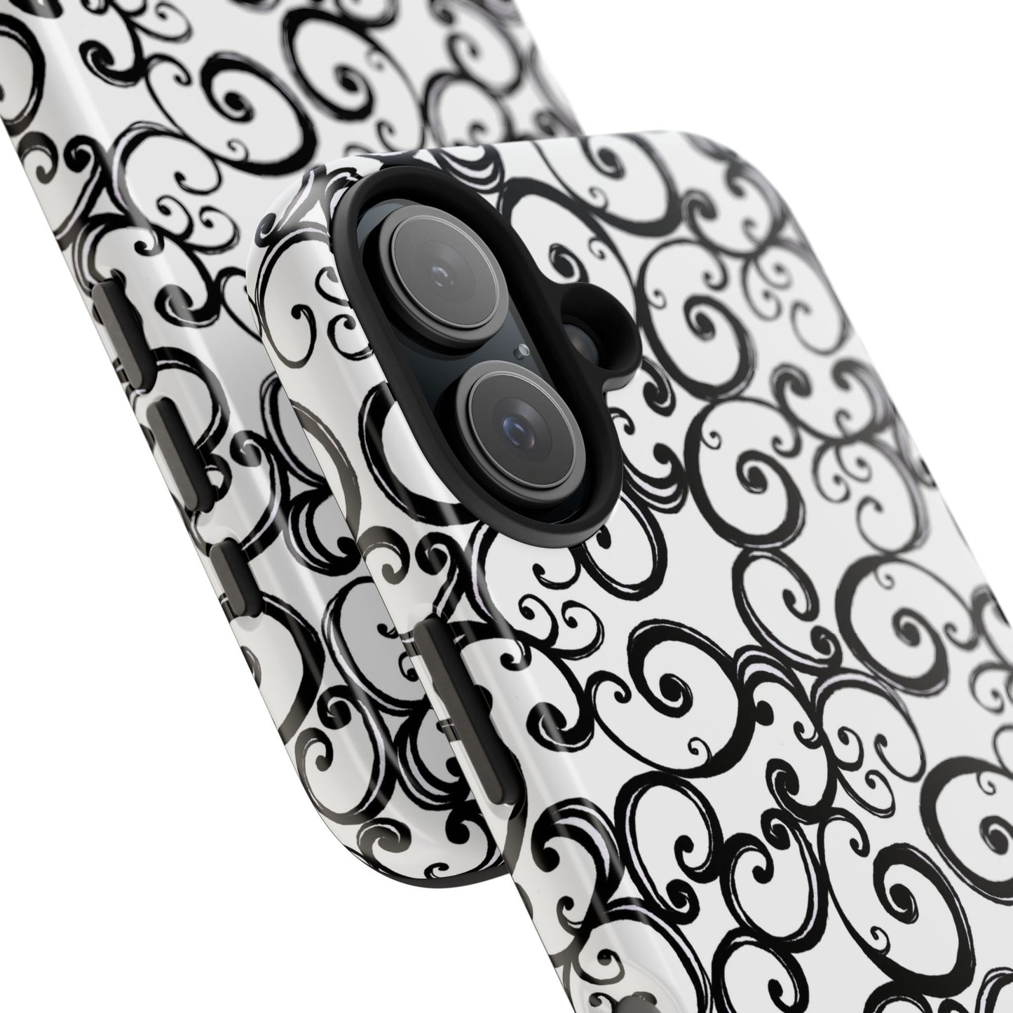 Curls White / Black Phone Case