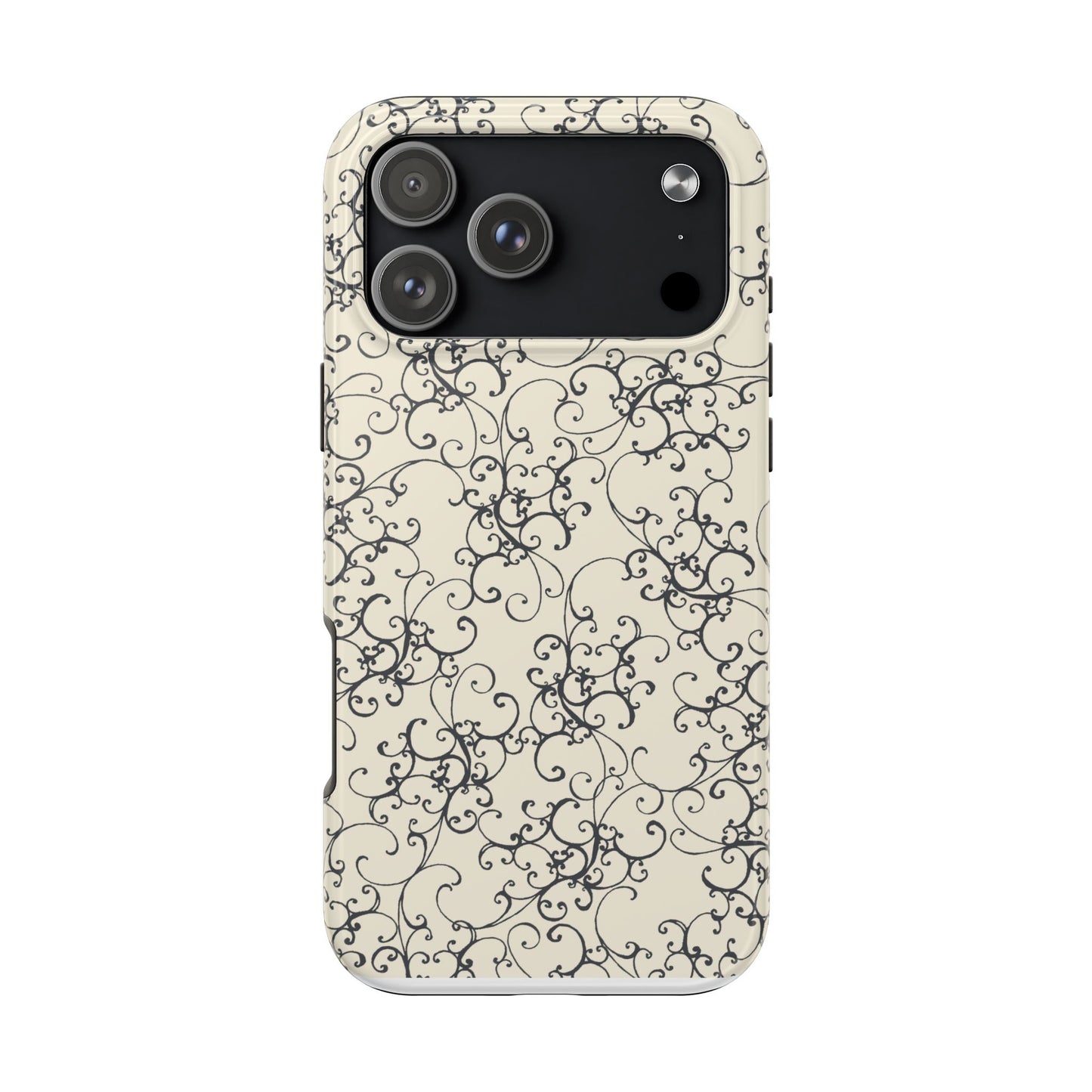 Elegant Scroll Ivory / Black Phone Case