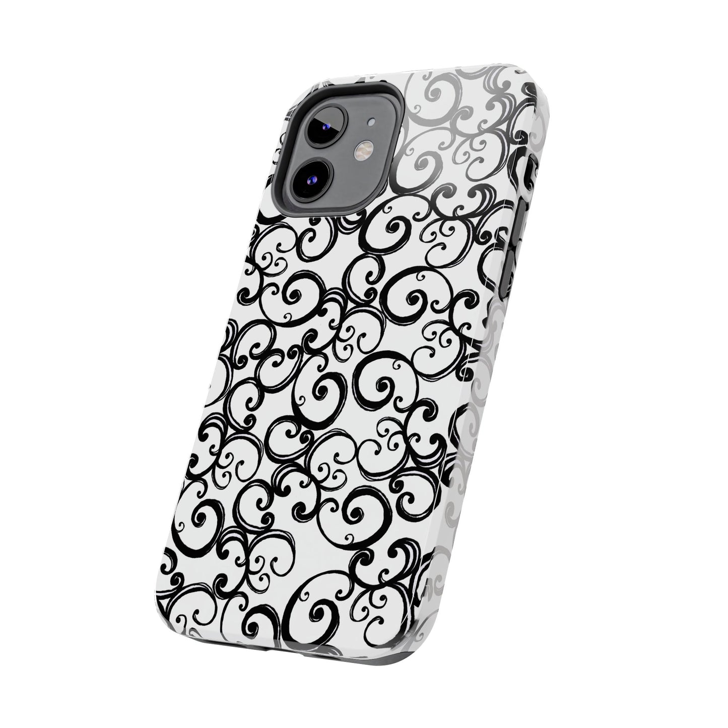Curls White / Black Phone Case