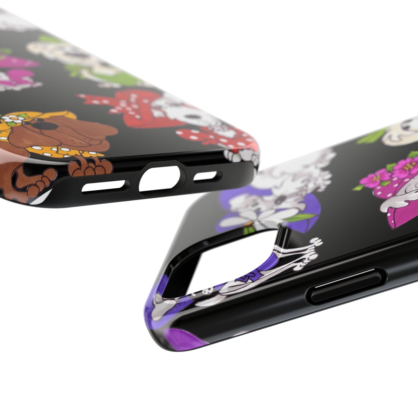 Fancy Dog Line Up Black Phone Case