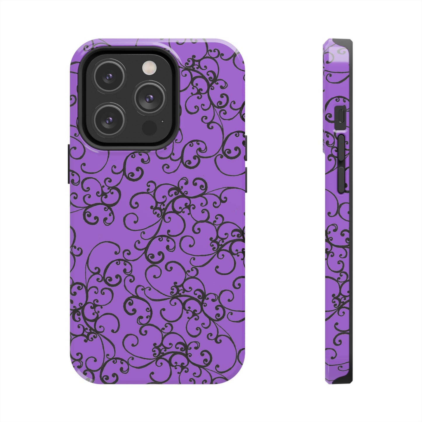 Elegant Scroll Purple / Black Phone Case