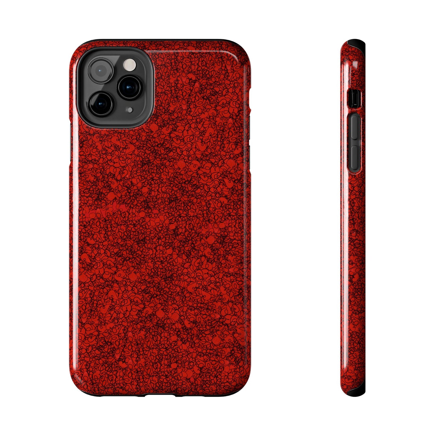 Scribble Red / Black Phone Case
