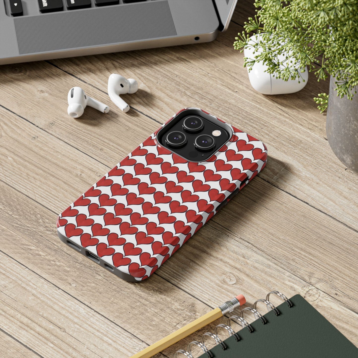 Heartbeats White / Red Phone Case