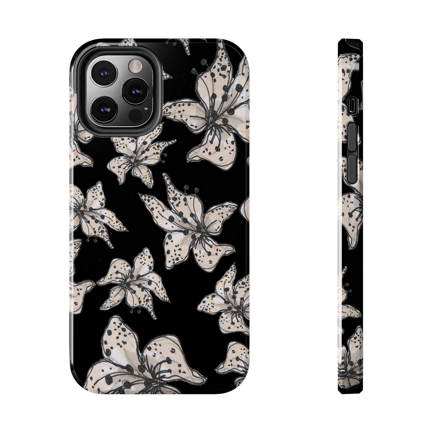 Spotted Lilies Black Phone Case