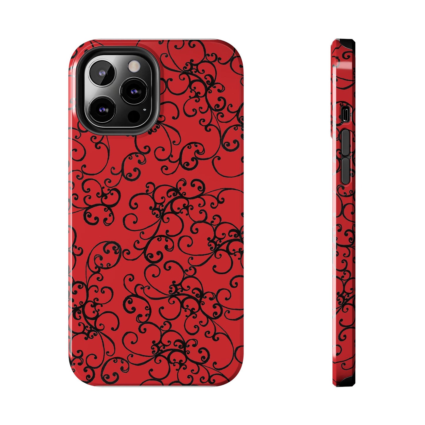 Elegant Scroll Red / Black Phone Case
