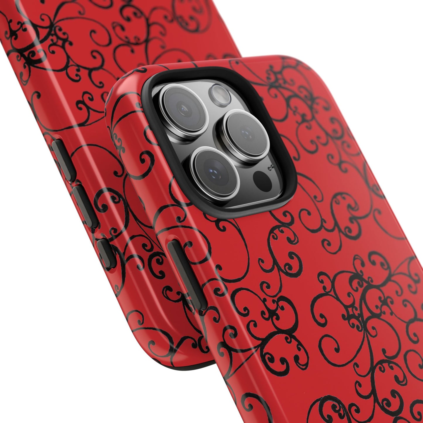 Elegant Scroll Red / Black Phone Case