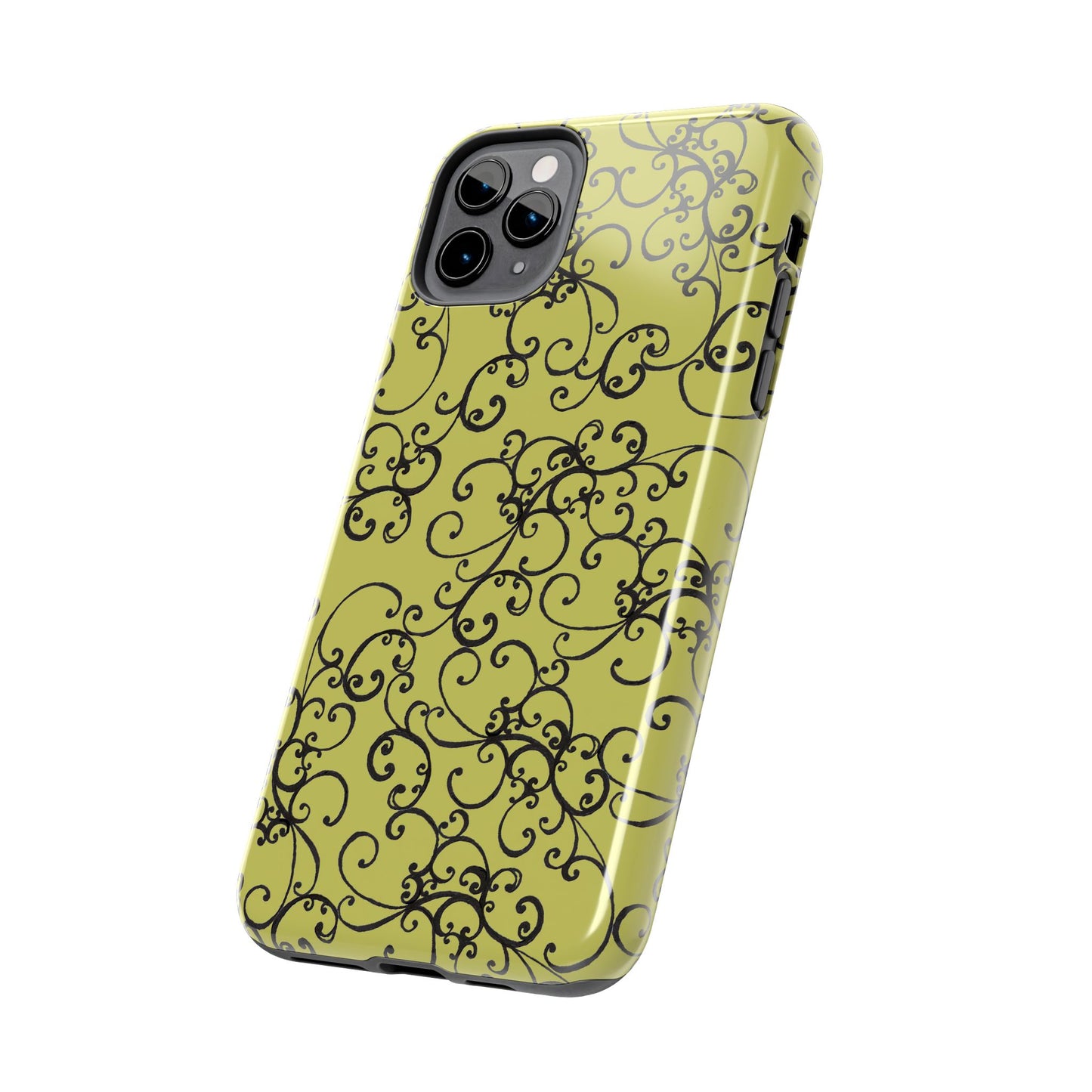 Elegant Scroll Green / Black Phone Case
