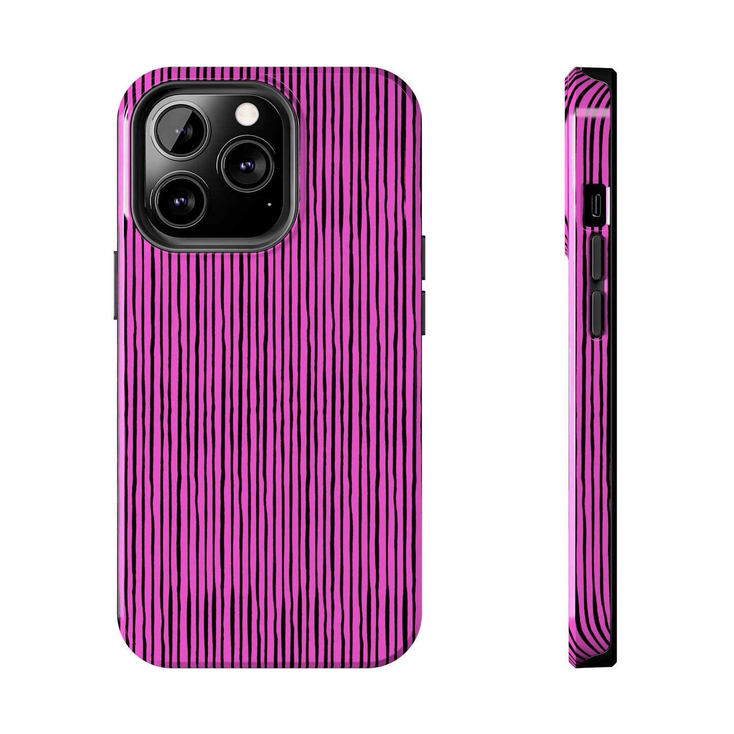Quirky Pin Stripe Pink / Black Phone Case