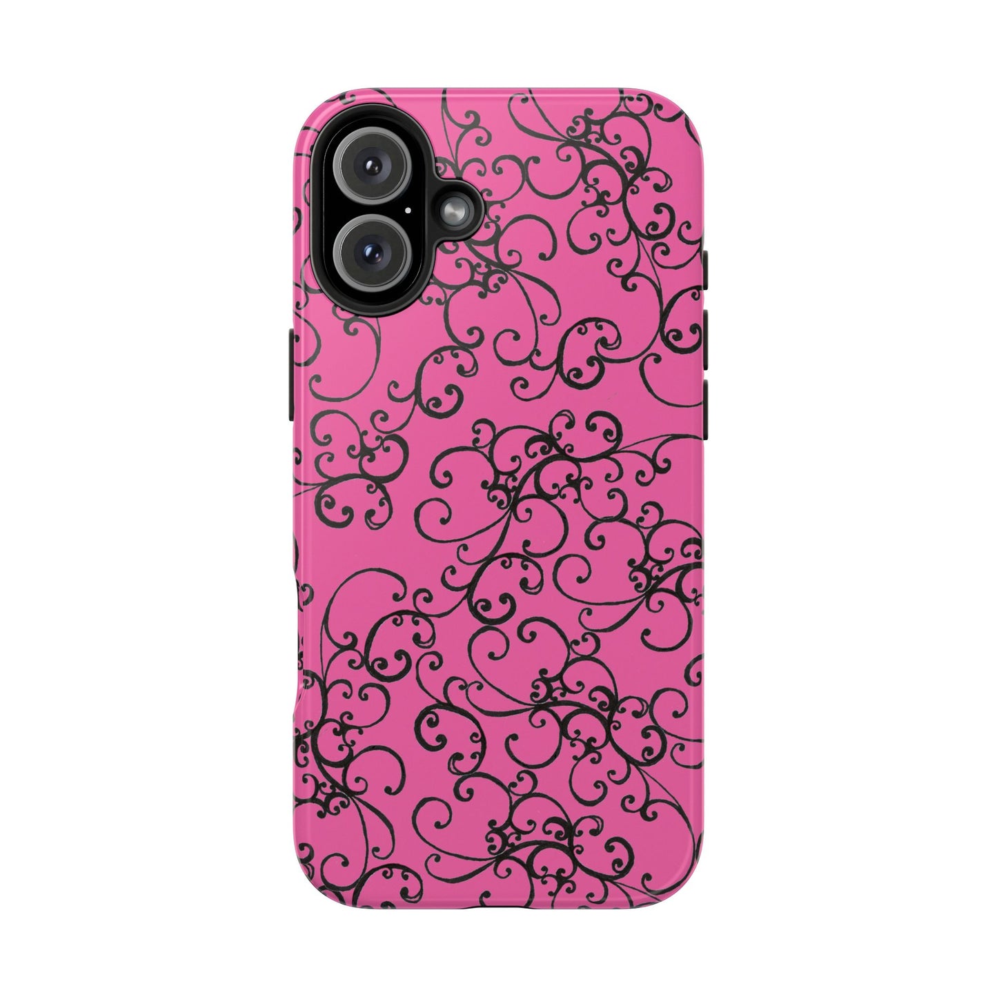 Elegant Scroll Pink / Black Phone Case