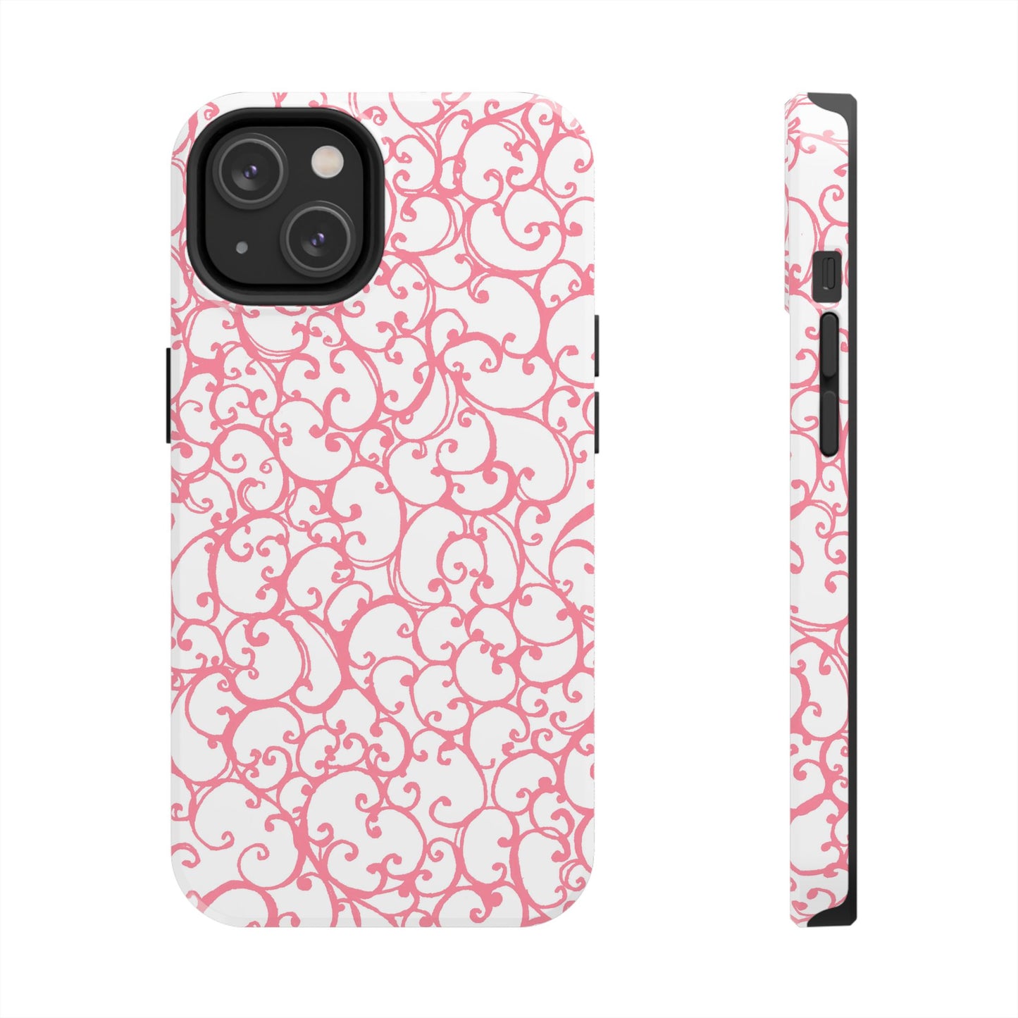 Scrollie White / Pink Phone Case