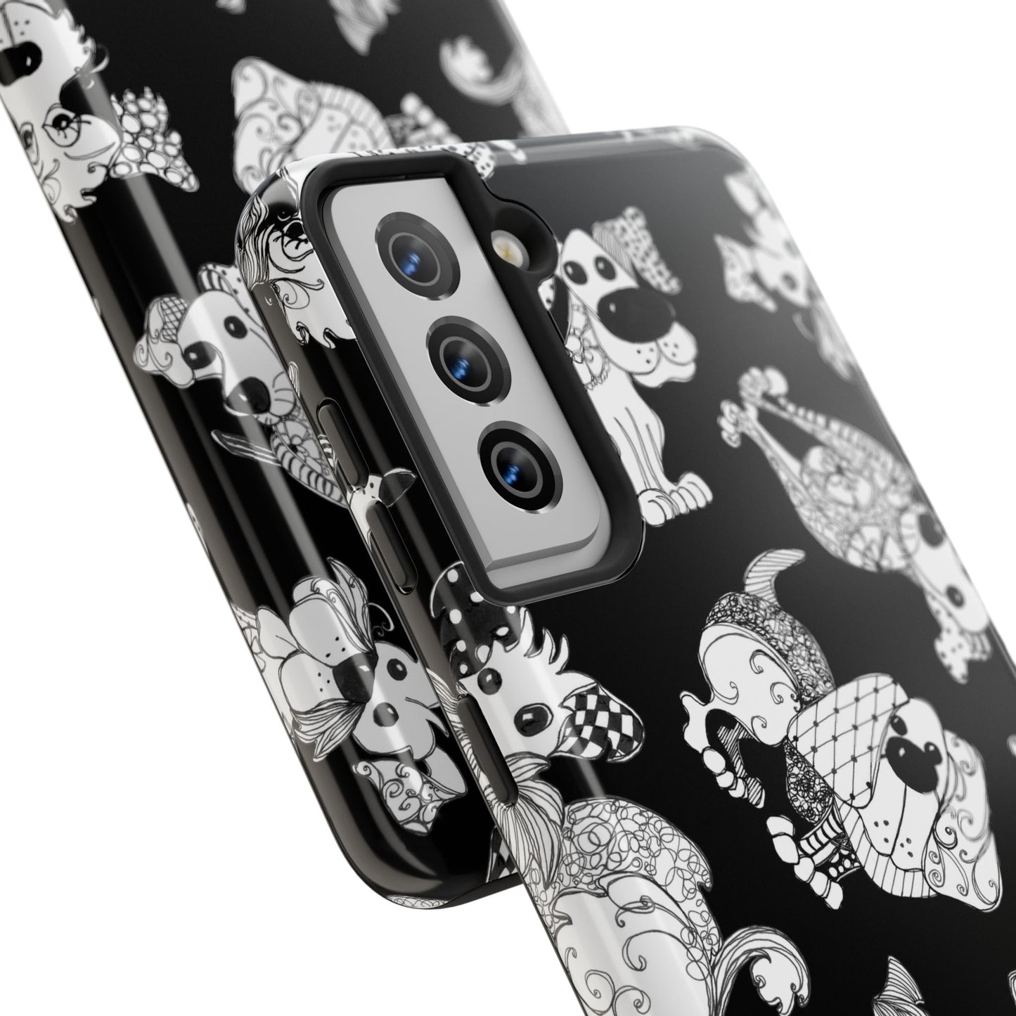 Doodle Dogs Black Phone Case