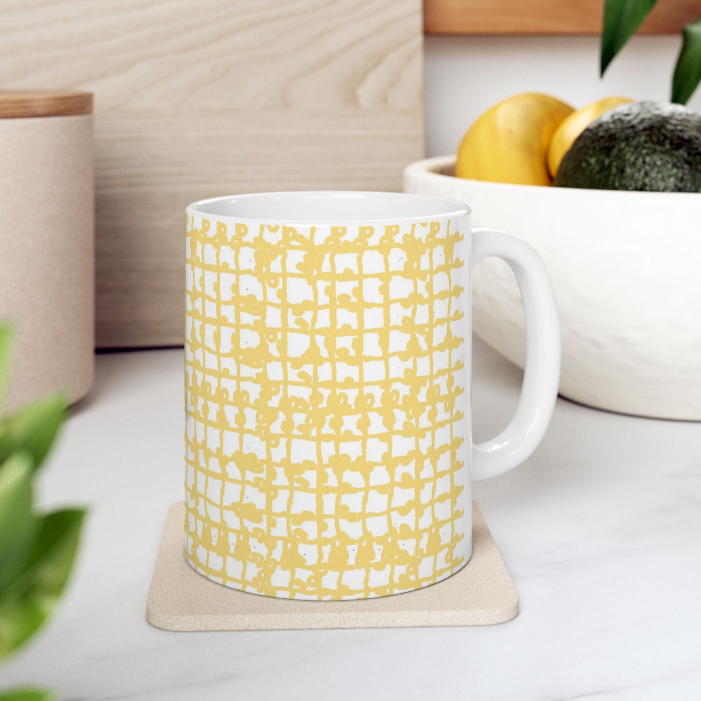 Baby Yarn Check Yellow Cup