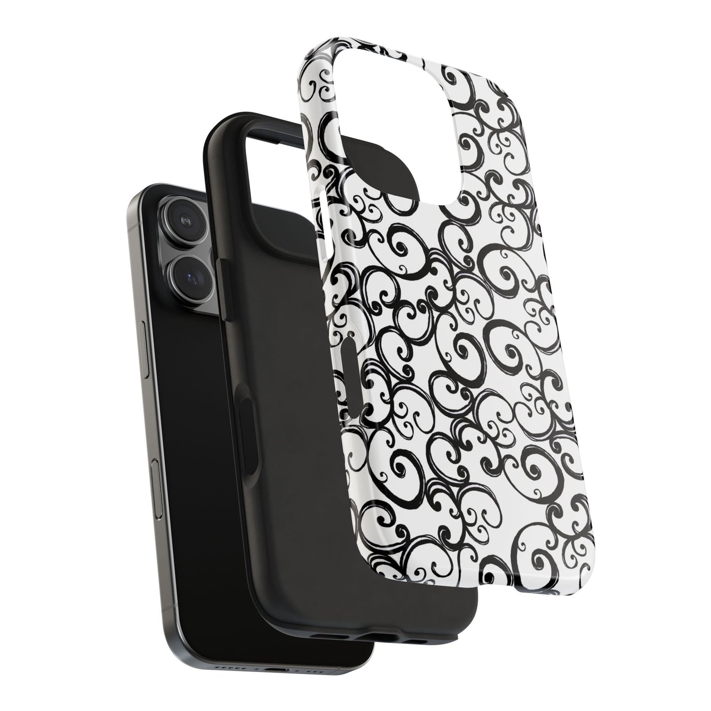 Curls White / Black Phone Case