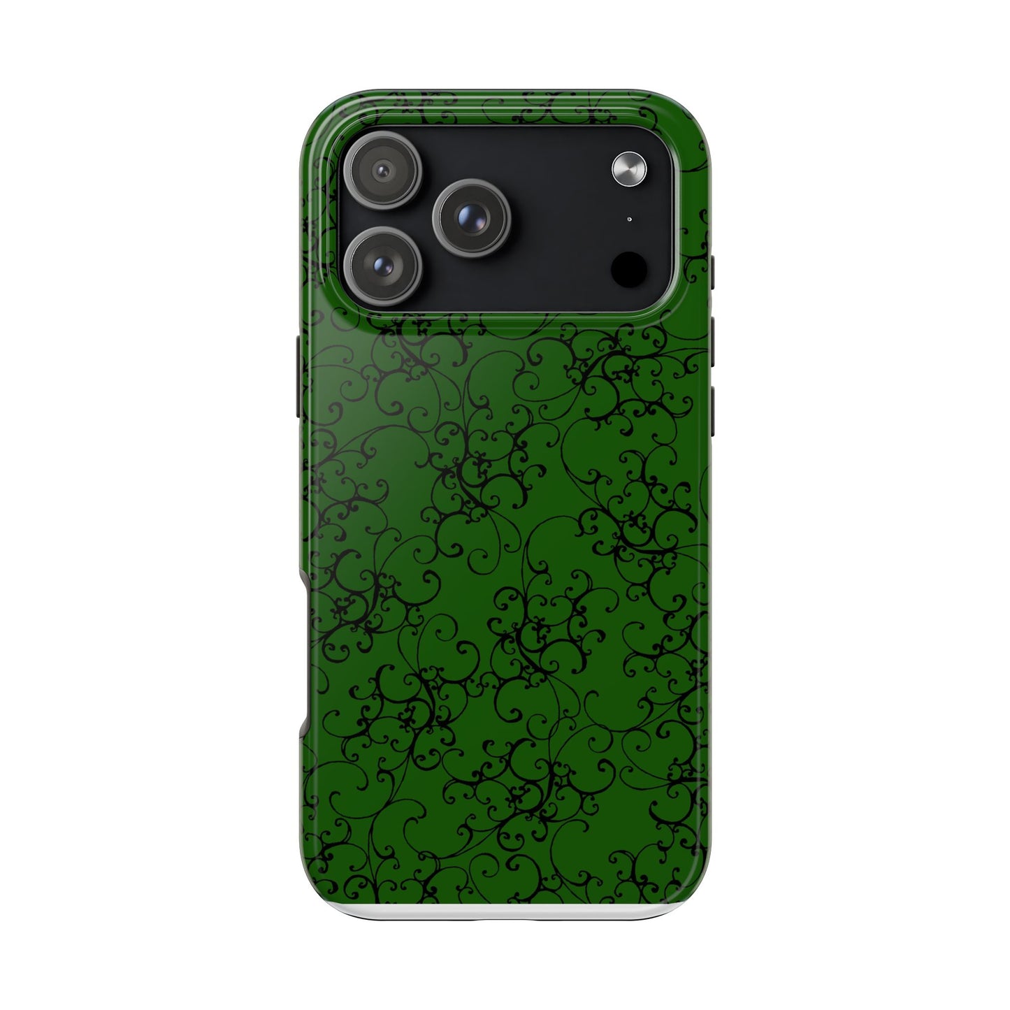 Elegant Scroll Dark Green / Black Phone Case