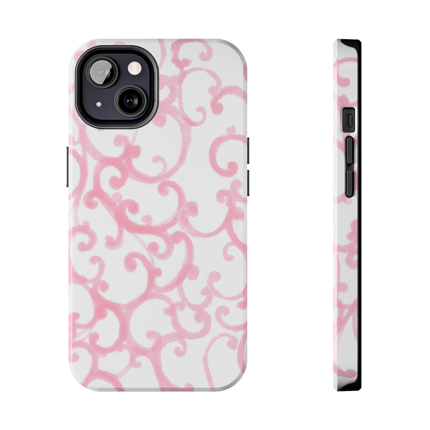 Scrollie White / Pink Phone Case