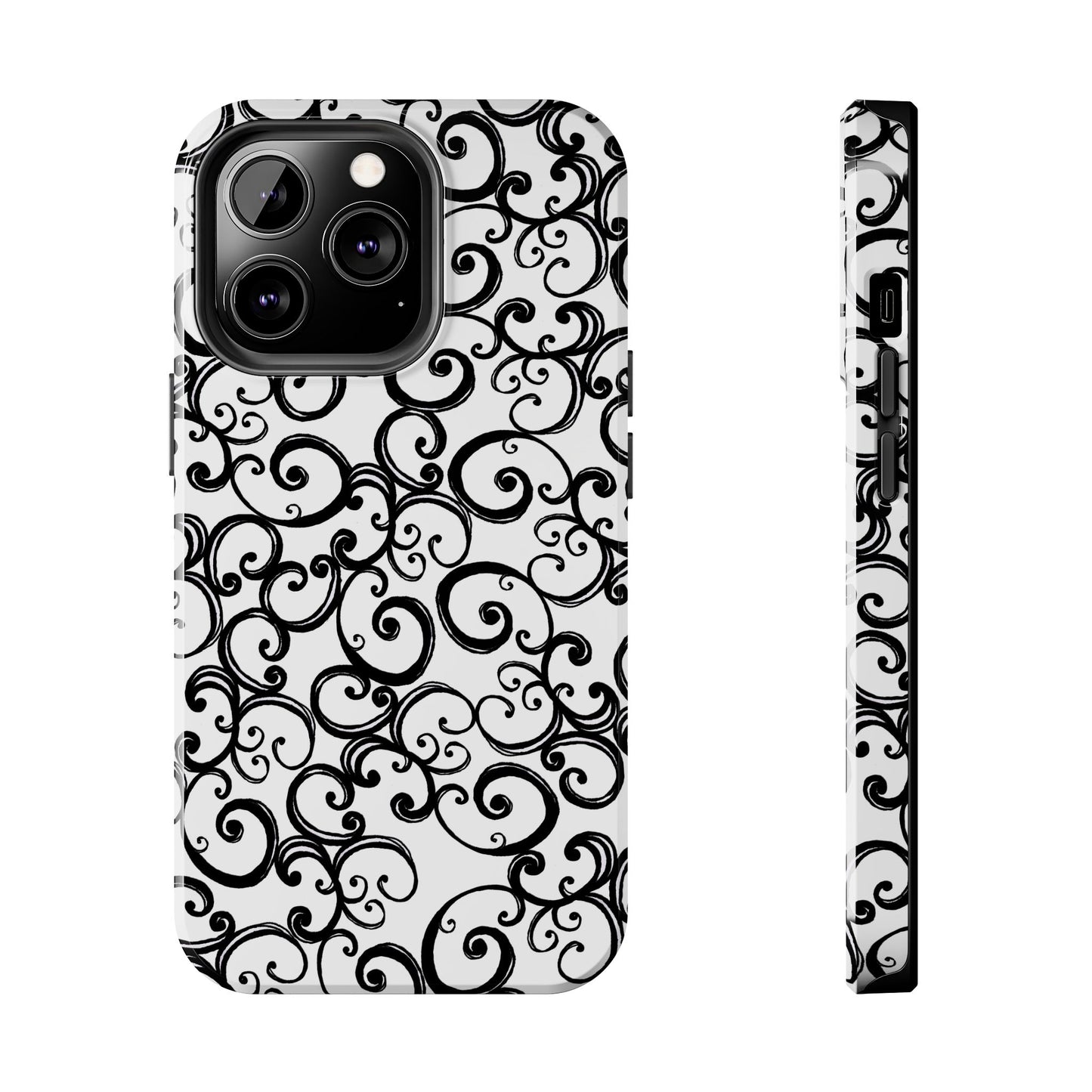 Curls White / Black Phone Case