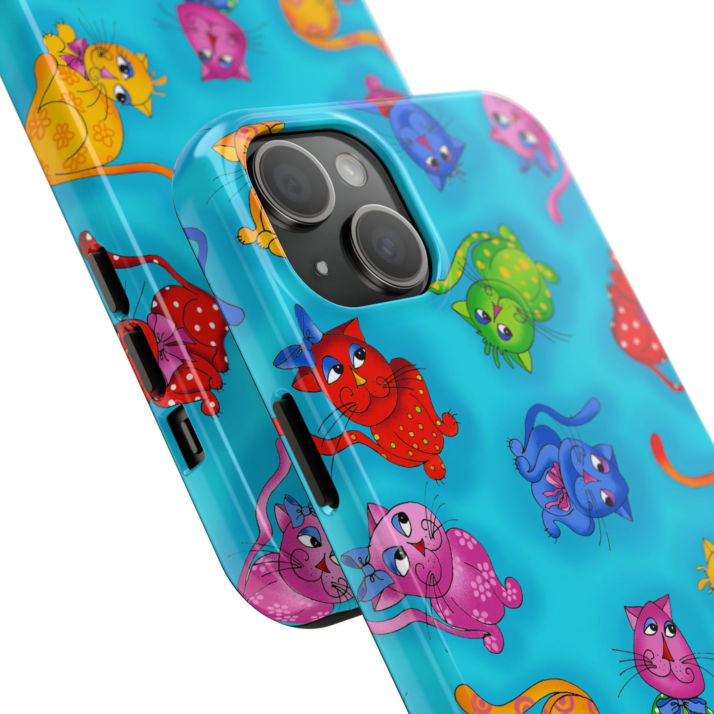 Tossed Cool Cats Turquoise Phone Case