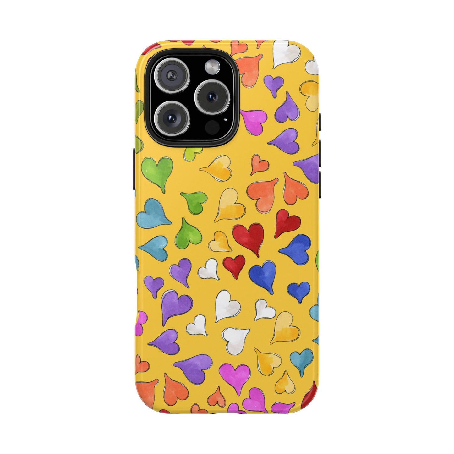 Happy Hearts Yellow Phone Case