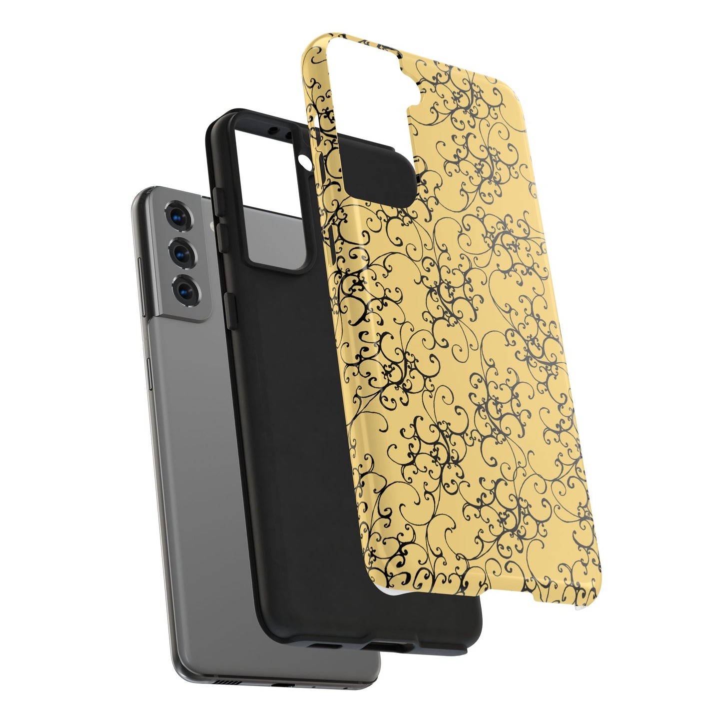 Elegant Scroll Yellow / Black Phone Case