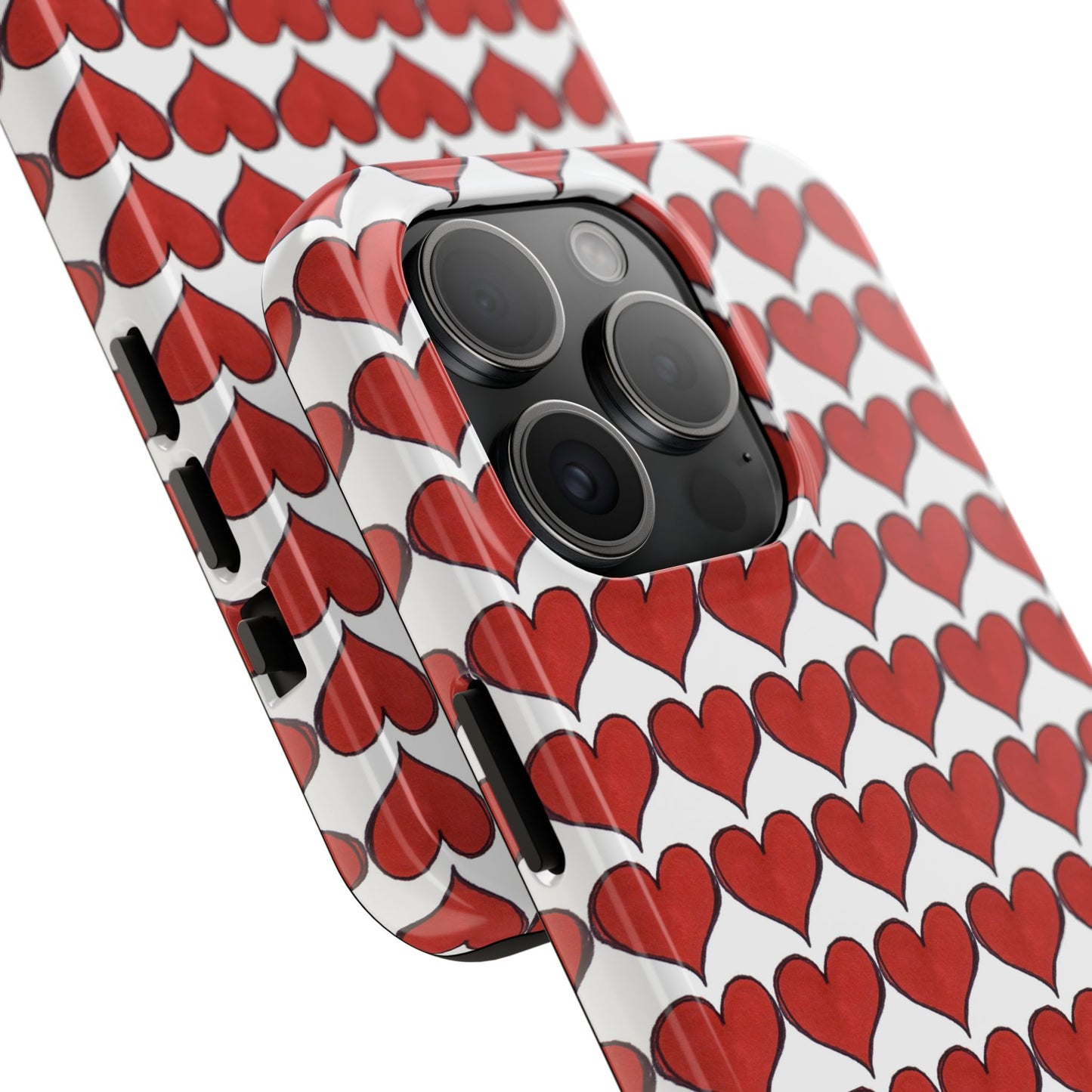 Heartbeats White / Red Phone Case