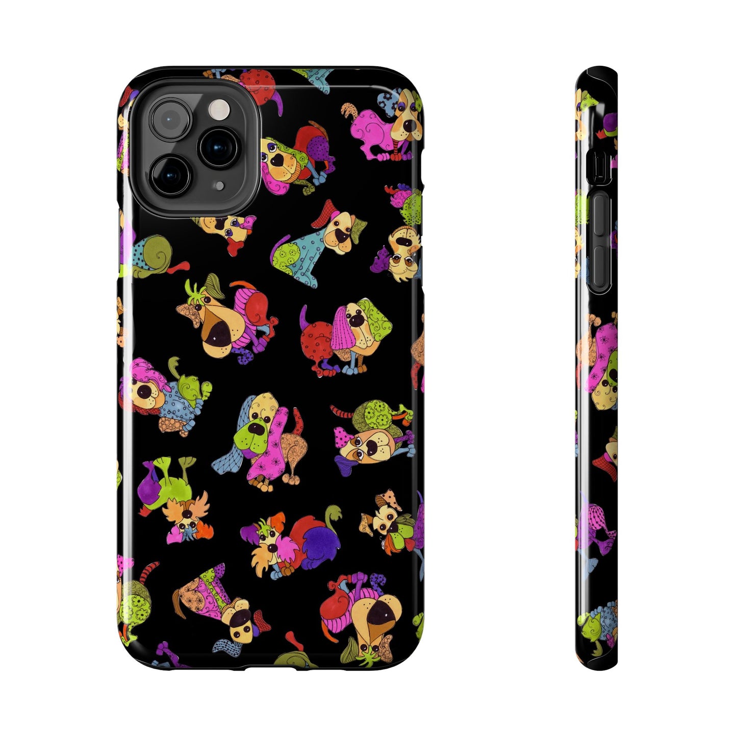 Tossed Happy Dogs Black Phone Case