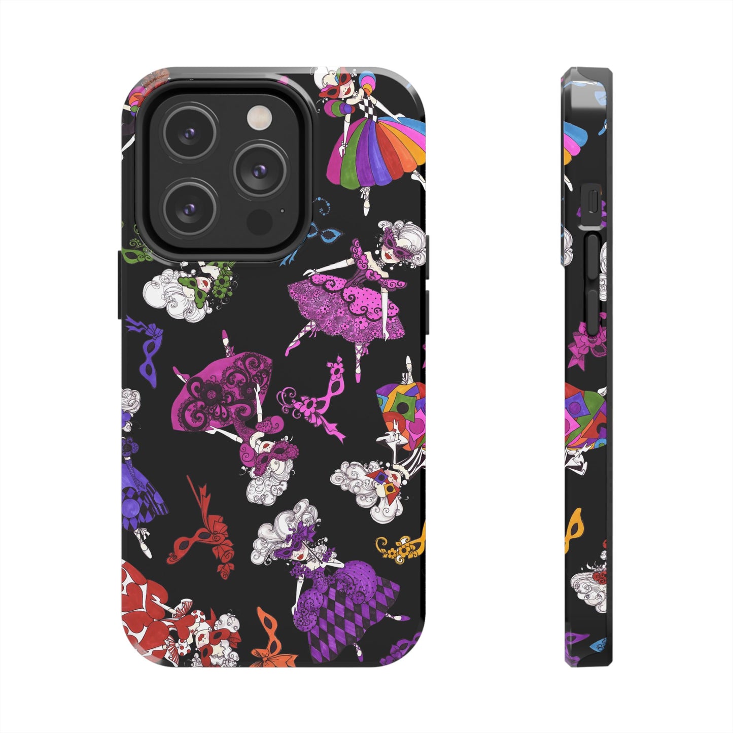 Tossed Masquerade Ladies Black Phone Case