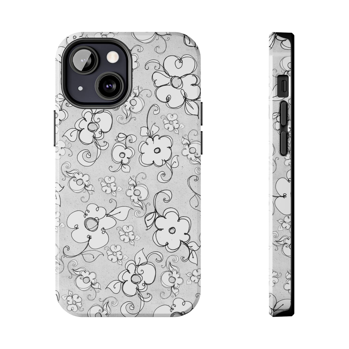 Lady Flowers Silver Phone Case