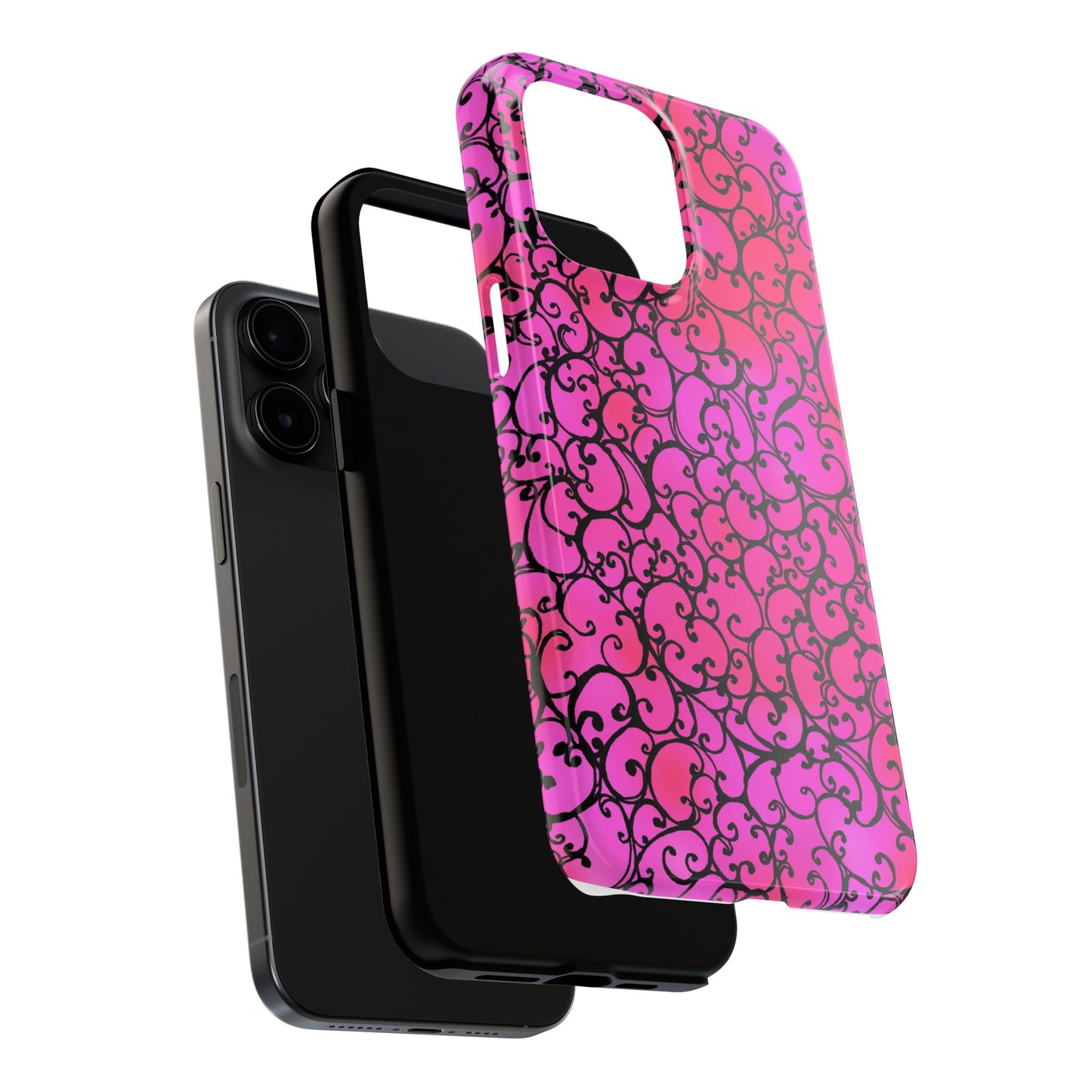 Scrollie Cerise / Black Phone Case