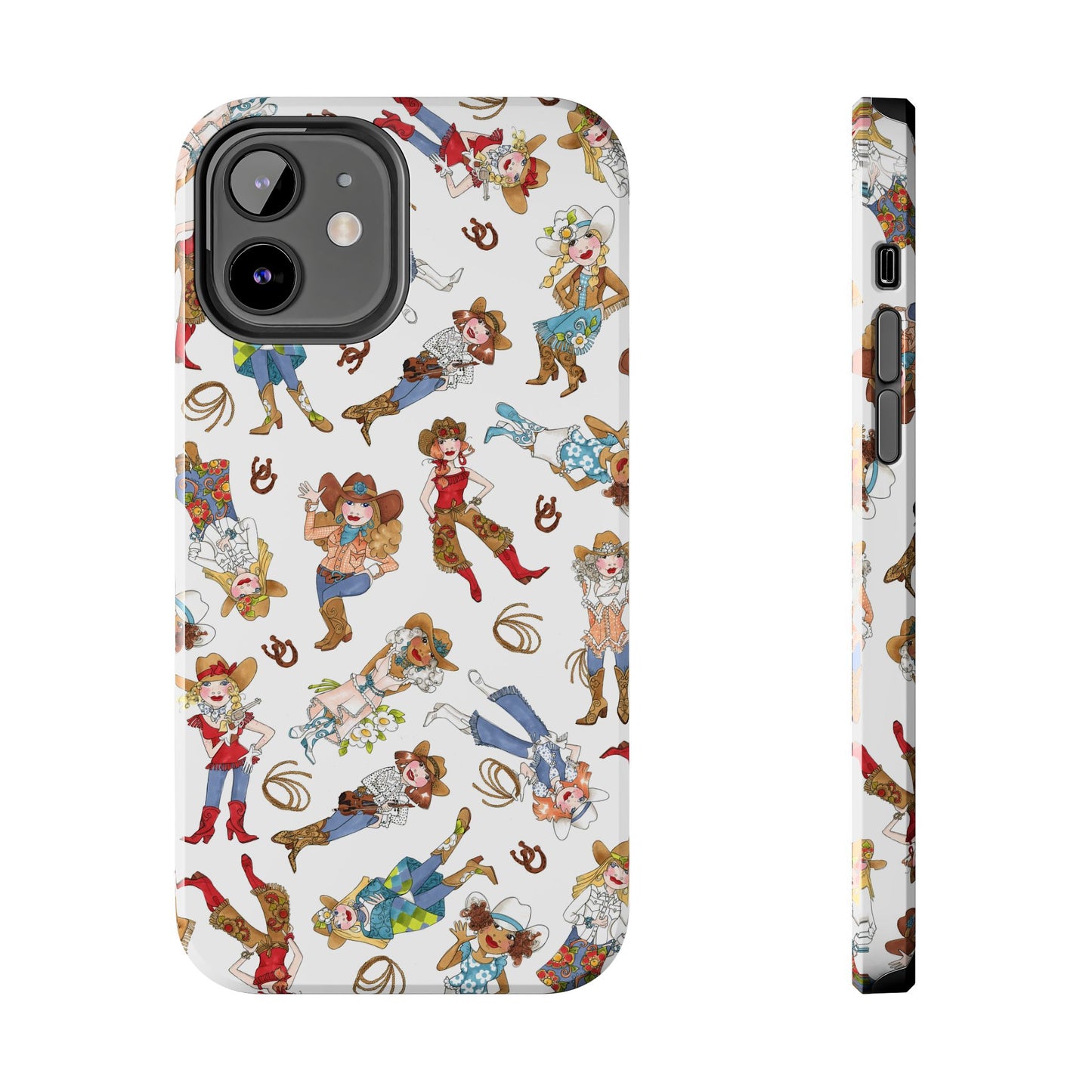 Tossed Cowgirls White Phone Case