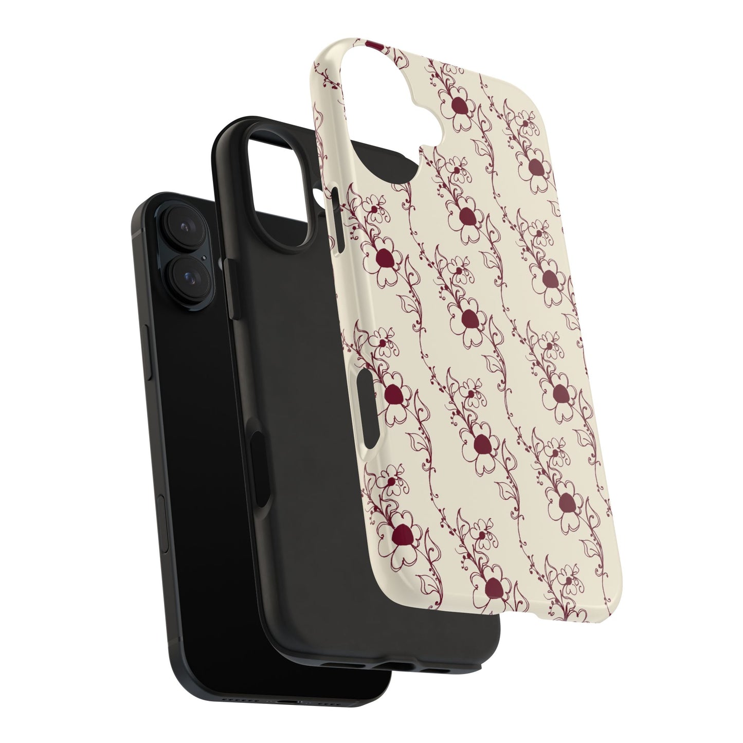 Diagonal Daisies Ivory / Red Phone Case