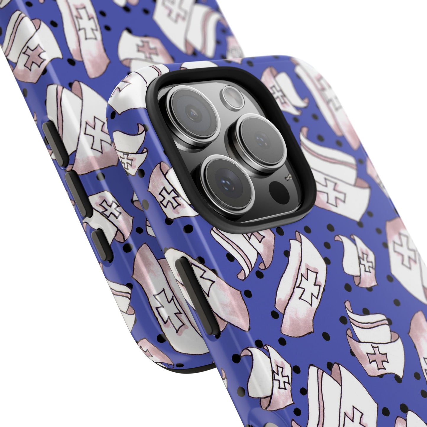 Med Hats Blue / Black Phone Case