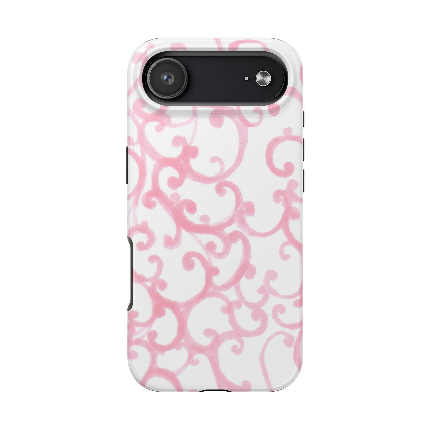 Scrollie White / Pink Phone Case