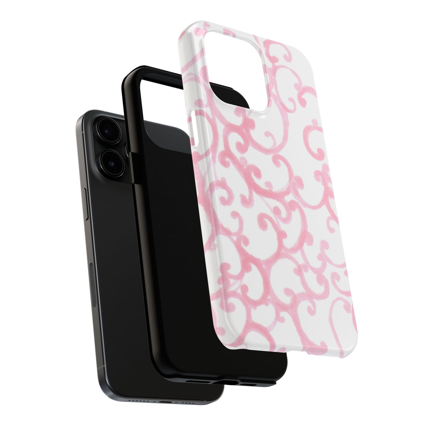 Scrollie White / Pink Phone Case