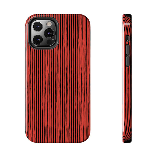 Quirky Pin Stripe Red / Black Phone Case