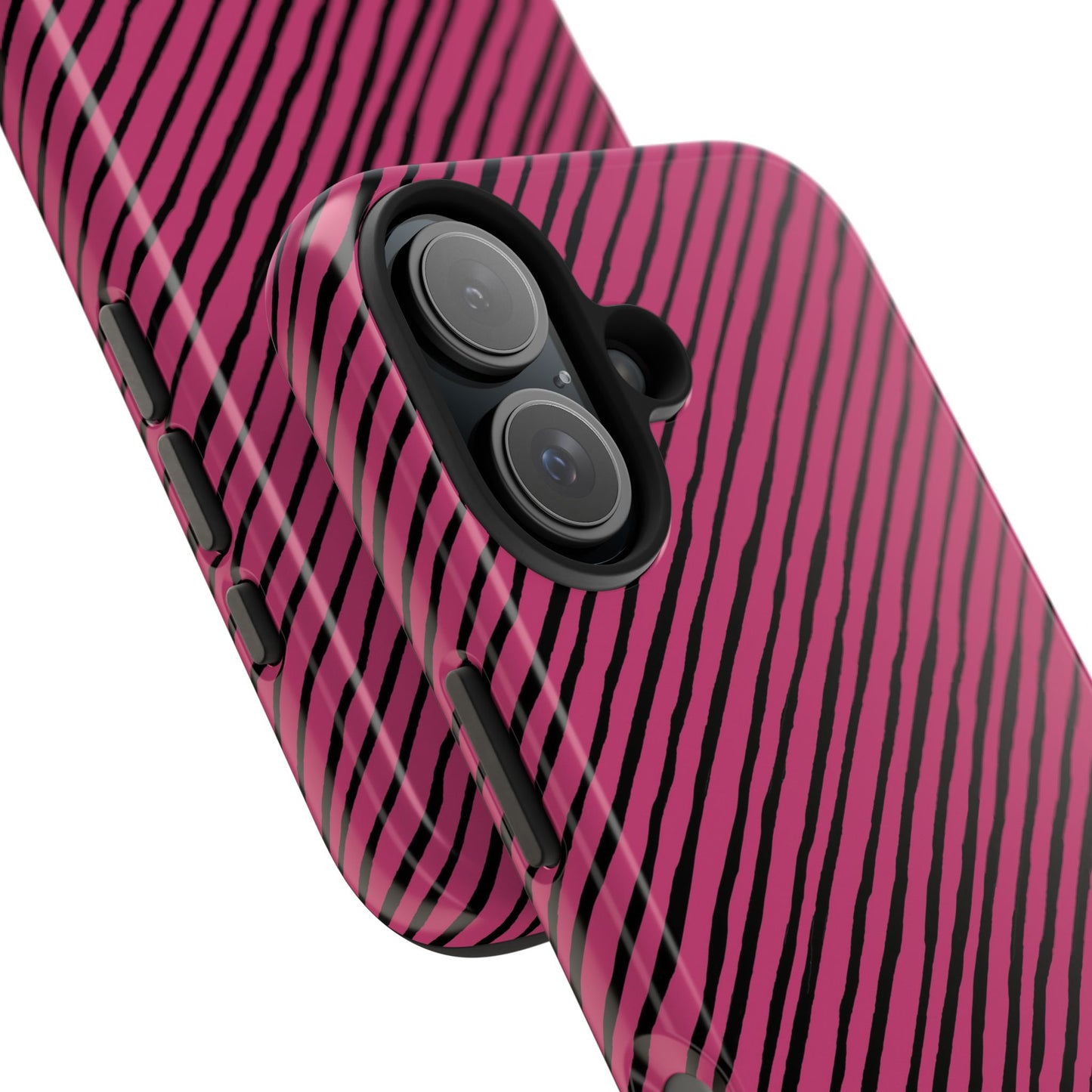 Quirky Bias Stripe Magenta / Black Phone Case