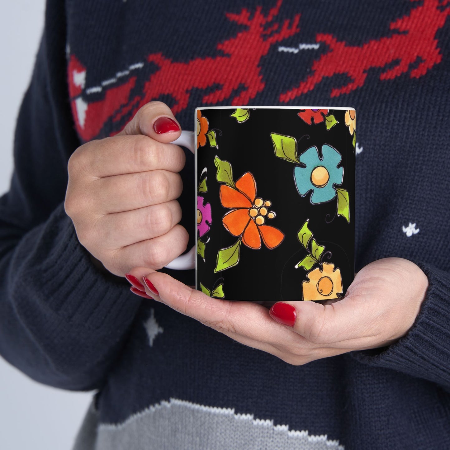 Dog Blooms Black Cup