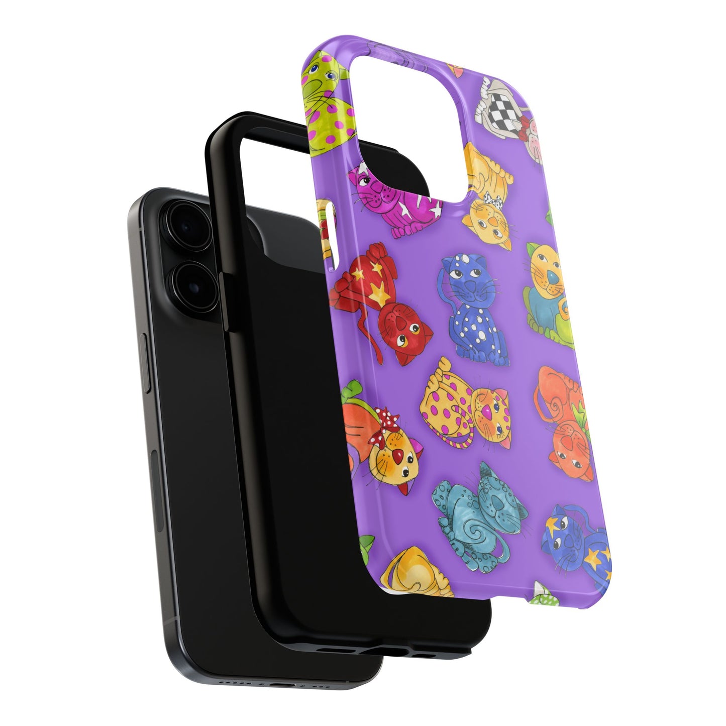 Tossed Happy Cats Purple Phone Case