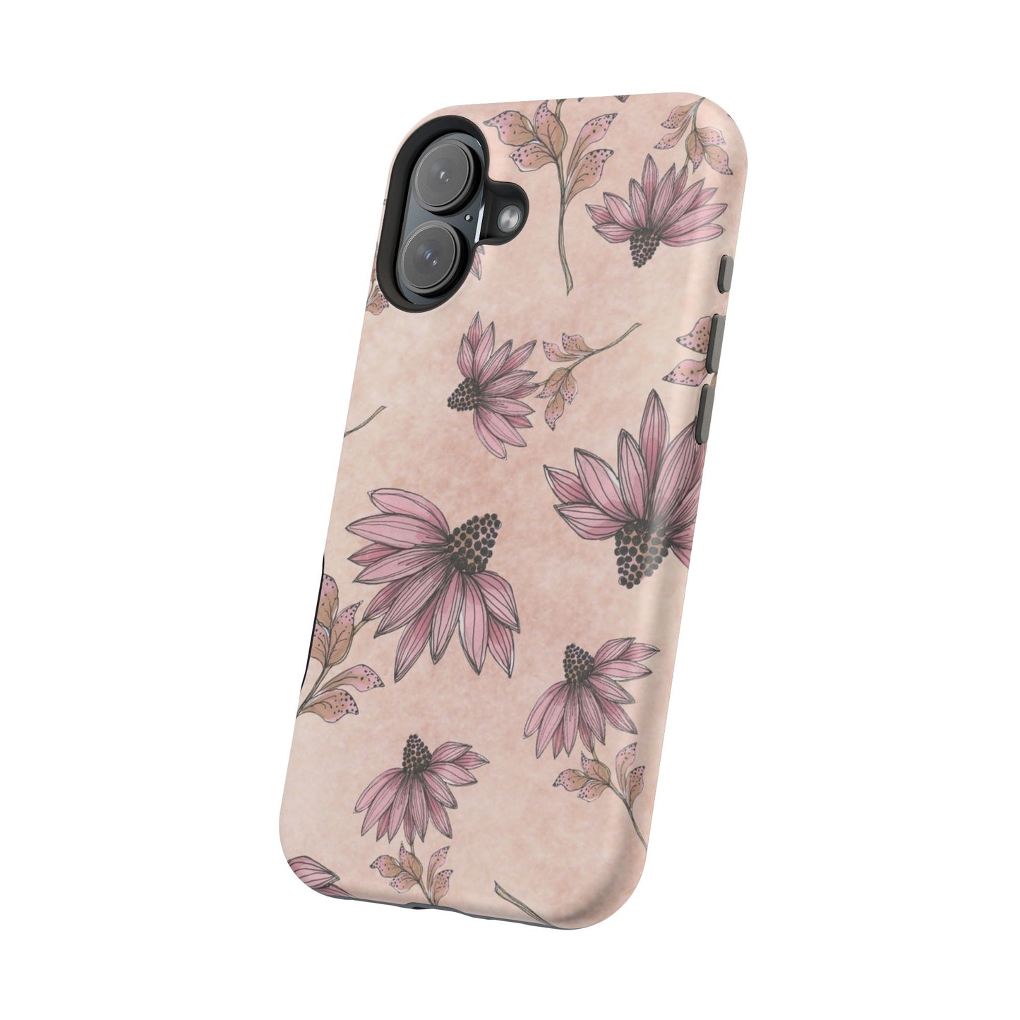 Wild Cone Flowers Pink Marble Phone Case