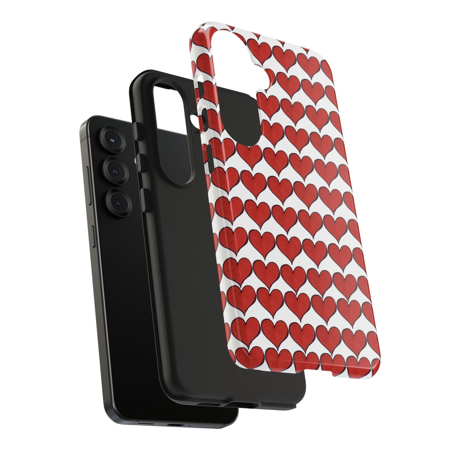 Heartbeats White / Red Phone Case