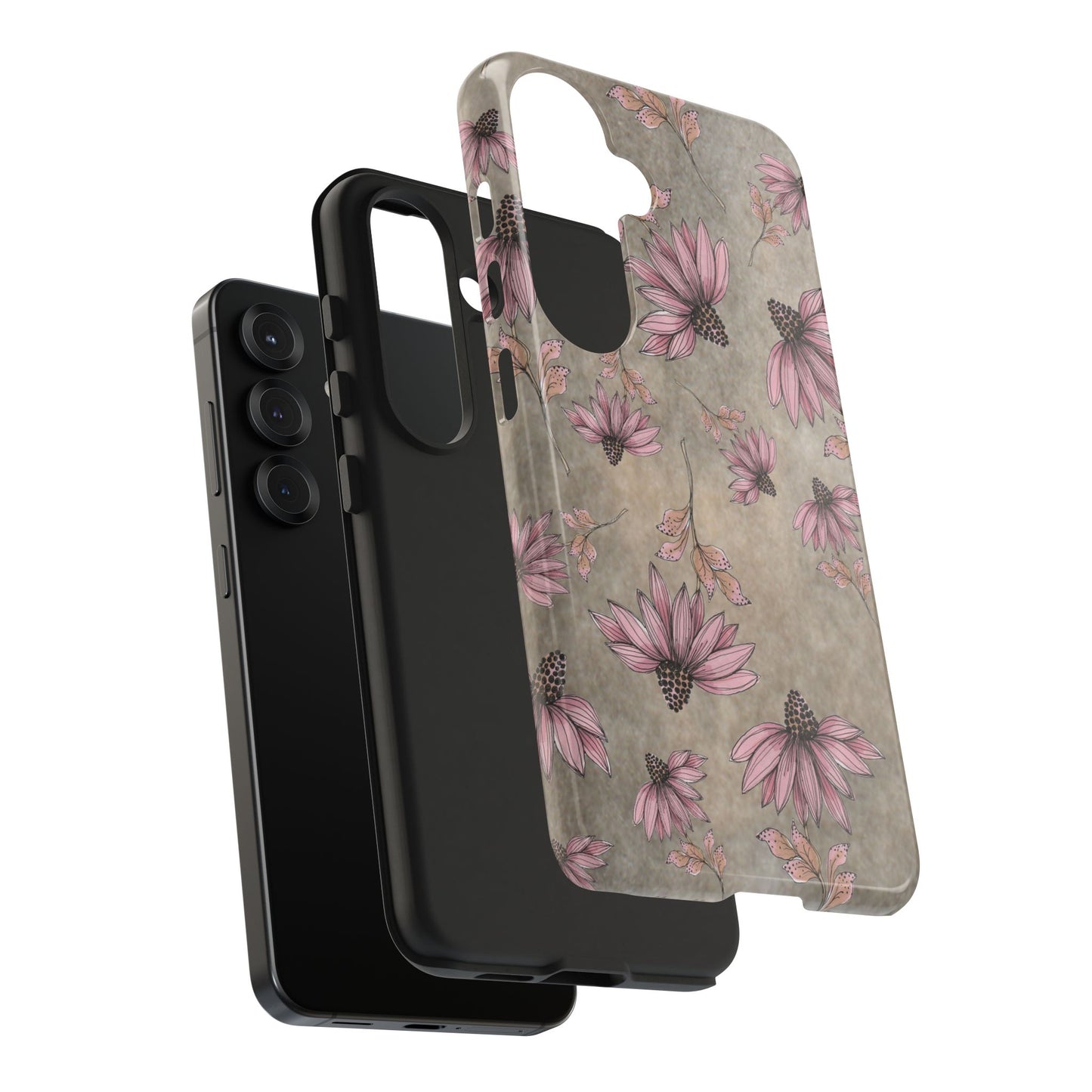 Wild Cone Flowers Taupe Marble Phone Case